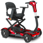 Red Metallic Color of EV-Rider Teqno Heavy Duty Auto Folding Travel Mobility Scooter