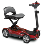 Red Color of EV-Rider Transport 4AF Folding Lightweight Travel Mobility Scooter
