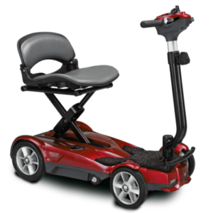 Red Color of EV-Rider Transport 4AF Folding Lightweight Travel Mobility Scooter