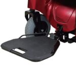 Close-up view of the legrests on the Merits Atlantis wheelchair, showcasing their detailed design and comfort features.