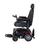 Side view of the Merits Dualer wheelchair, showcasing its streamlined design, comfortable seating, and durable wheels, designed for easy navigation and user convenience