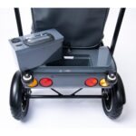 Close-up of the eFOLDi Explorer's rear with visible tail lights and control handle, detailing the scooter's compact safety features and portability.