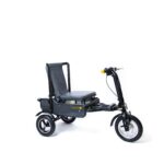 eFOLDi Explorer mobility scooter displayed in an open, ready-to-ride position with a clear white background, highlighting its sleek design, comfortable seat, and easy-to-use controls.