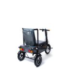 Back quarter view of the eFOLDi Explorer showcasing its sleek design and portable structure, emphasizing the scooter's lightweight, foldable frame for easy mobility and storage.