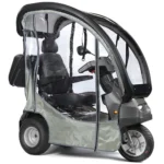 Gray Afiscooter S3 Mobility Scooter with Canopy Rain Cover and Golf Tires