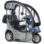 Blue Afiscooter S3 Mobility Scooter with Canopy Rain Cover and Golf Tires