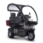 Gray Afiscooter S3 Dual Seat Mobility Scooter with Canopy and Golf Tires