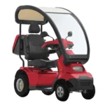 Red Afiscooter S4 Mobility Scooter with Canopy and Golf Tire