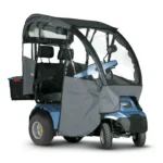 Blue Afiscooter S4 Dual Seat Mobility Scooter with Canopy Rain Cover and Golf Tire