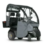 Gray Afiscooter S4 Dual Seat Mobility Scooter with Canopy Rain Cover and Golf Tire