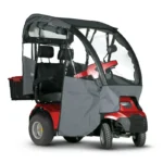 Red Afiscooter S4 Dual Seat Mobility Scooter with Canopy Rain Cover and Golf Tire