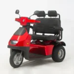 Side View of Red Afiscooter S3 Dual Seat Mobility Scooter with Golf Tires