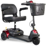 Red Merits Roadster 3 with black seat and front basket