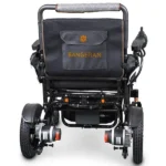 Rear view of Bangeran Mamooth wheelchair showing back pocket and dual motors.