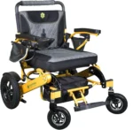 Bangeran Mamooth wheelchair in Gold showing wide seat and solid tires.