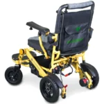 Bangeran Pegasus lightweight folding electric wheelchair left rear angled view.