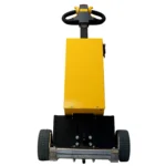 front view of pony express 1061 hd electric powered tugger with coupling attachment and yellow housing clearly visible