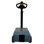 Rear view of the Pony Express 1065 Electric Powered Tugger with sturdy metal frame, wide stance, and heavy-duty tires.