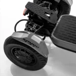Close view of MIA SPYQE electric scooter rear wheel and platform showing strong build and wide tires