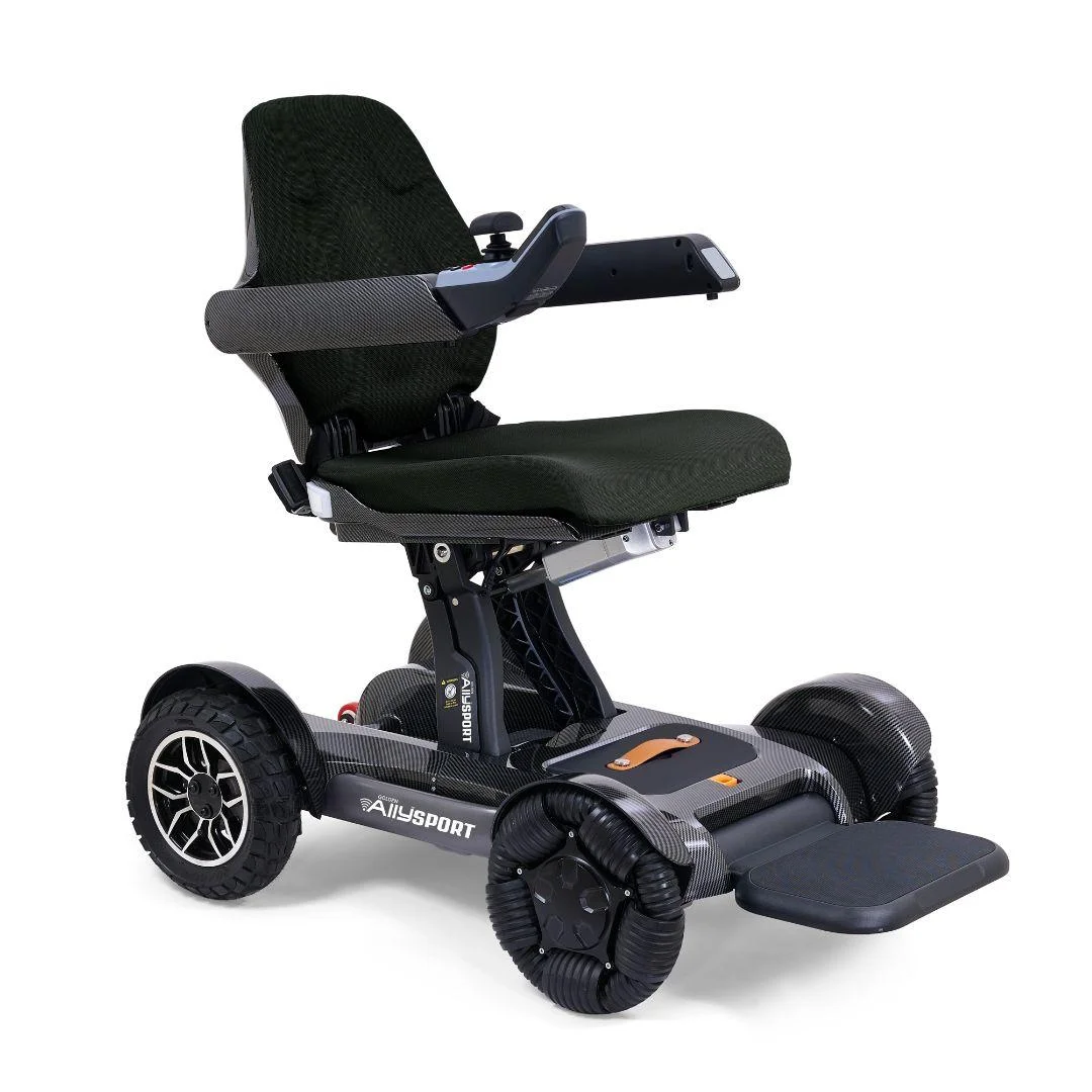 Golden ally sport gp305 highlighting unique omni wheels and wide footplate for smooth ride