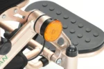 Orange side reflector and footrest on Bangeran Pegasus Cerebral Palsy power wheelchair frame.