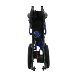 Forcemech Ultralite G10 Lightweight Folding Electric Wheelchair folded from the front with the black storage bag showing the blue logo.