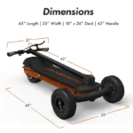 Dimensions diagram of CycleBoard Rover three wheel electric scooter