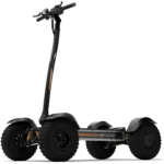 Side view of CycleBoard X-Quad 3000 electric scooter showing suspension and 14" wide tires