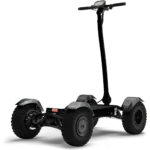 Rear angle view of Stealth CycleBoard X-Quad 3000 all terrain electric scooter